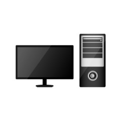 black computer on white background