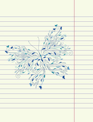 Hand drawing sketch butterfly vector