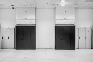 Clean industrial interior of a server room
