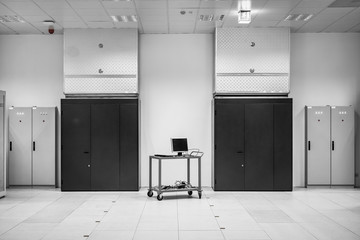 Clean industrial interior of a server room