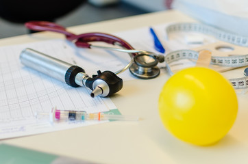 Medical tools on table