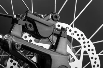 Photo sur Plexiglas Vélo Gros plan du frein à disque d& 39 un vélo de montagne