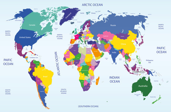 vector world geographical and political map