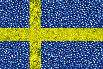 Flag of Sweden from raspberries and currants.