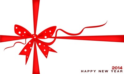 New Year Gift Card with Red Ribbon
