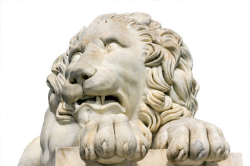 Naklejka premium Lion marble sculpture in Vorontsov Palace, Crimea, Ukraine.