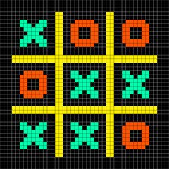 8-bit Pixel Art Noughts and Crosses - Stalemate Game