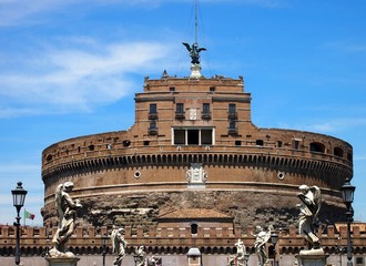 Castle St Angelo in Rome, over a blue sky, Itlay