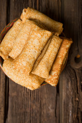 Pancakes with cottage cheese filling