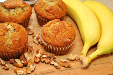 Banana Nut Muffins with Ingredients