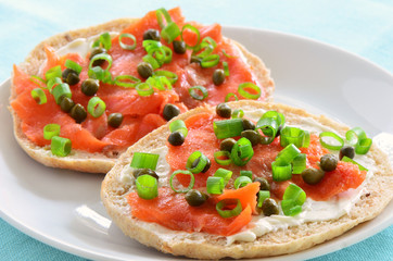 Smoked salmon on flat roll