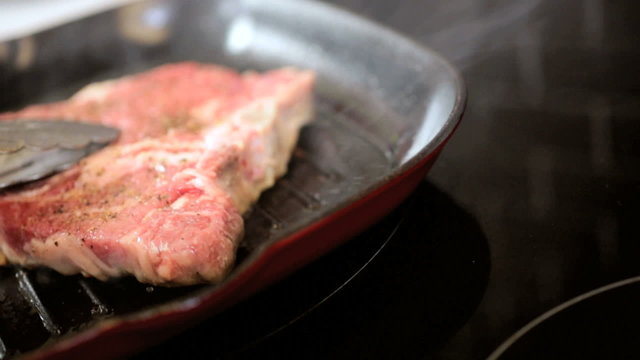 Cooking Healthy Lean T-Bone Steak Hot Griddle