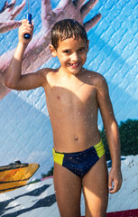 Boy in aqua park
