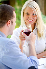 Romantic couple have a toast