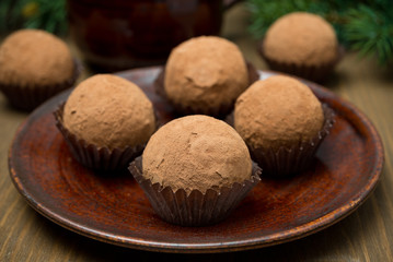 chocolate truffles on the plate