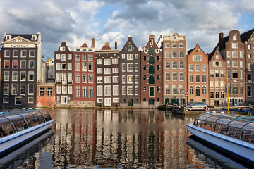 Obraz premium City of Amsterdam at Sunset in Netherlands