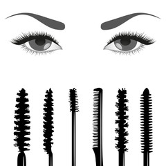 Set of mascara and eyes