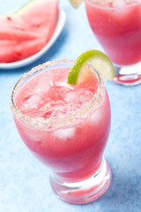 watermelon cocktail with brown sugar and lime in a glass