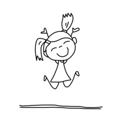 hand drawing cartoon character happiness