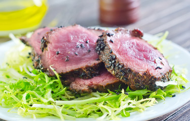 beef steak with fresh salad