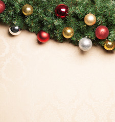Christmas decoration with fir and baubles.