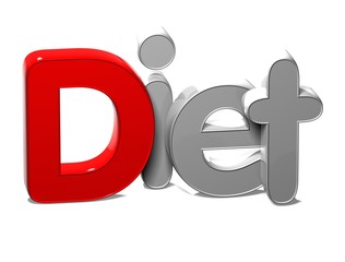 3D Word Diet on white background