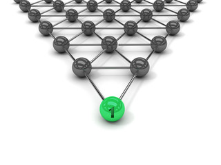 Fototapeta premium Metaphor of communication. Green leader in front.