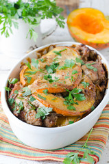 Meat baked with pumpkin