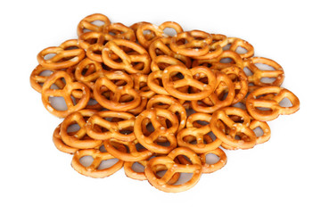mini pretzel cookies on a white background