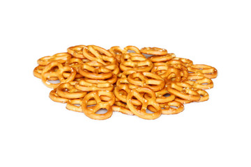 mini pretzel cookies on a white background