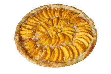 Freshly baked peach pie almond