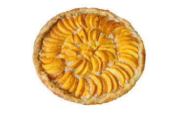 Freshly baked peach pie almond