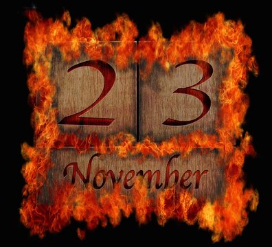 Burning Wooden Calendar November 23.