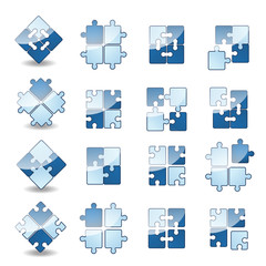 Puzzle Icons Set - Isolated On White Background