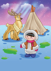 Eskimo on the polar night