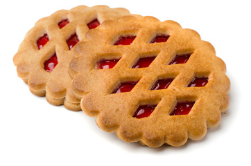 Two jam filled cookies