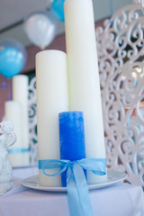Blue and white candles