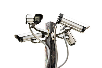 security CCTV camera isolated on white