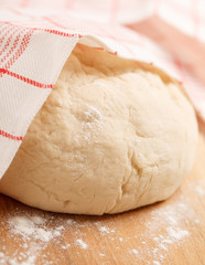 Dough on wooden board