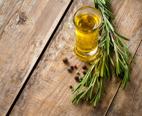 Cooking oil and fresh rosemary