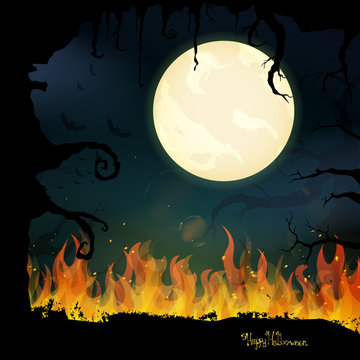 Vector Illustration of a Scary Halloween Background