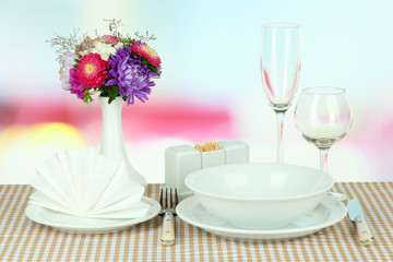 Beautiful table setting for breakfast