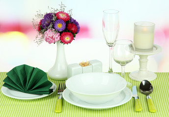 Beautiful table setting for breakfast