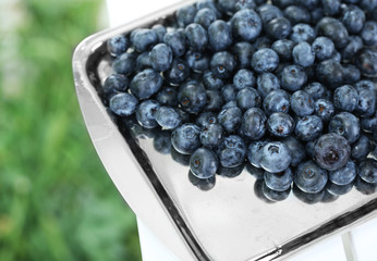 Blueberries in plates