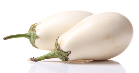 Fresh eggplants isolated on white