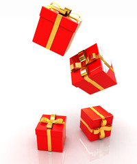 Bright christmas gifts on a white background