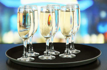 Many glasses of champagne