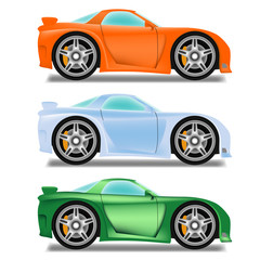 Obraz na płótnie Canvas Cartoon race car with big wheels