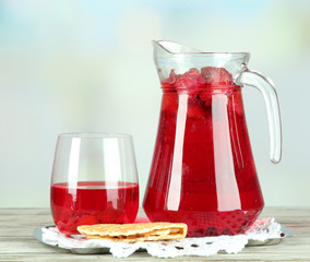 Pitcher and glass of compote