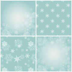 Set of backgrounds with snowflakes. Vector illustration.